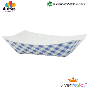 Bandeja Papel Dobrável Xadrez Junina 14,5 cm - Azul