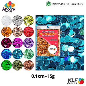 Confete Metalizado para Balão 0,1 cm 15g - Azul Turquesa