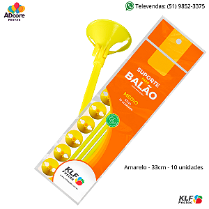 Suporte para Balão Médio 33cm c/ 10 unid. - Amarelo