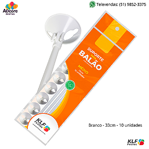 Suporte para Balão Médio 33cm c/ 10 unid. - Branco