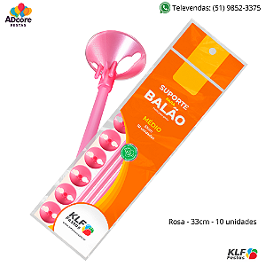 Suporte para Balão Médio 33cm c/ 10 unid. - Rosa