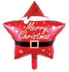Balão Estrela Merry Christmas 45×45cm c/1 unid.