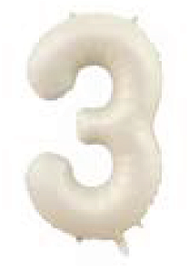 Balão Metalizado 16" Número 3 c/1 unid. - Creme (Fracionado)