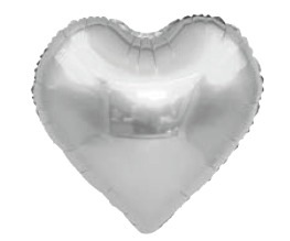 Balão Metalizado 5" 12,5cm Coração c/20 unid. - Prata
