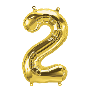 Balão Metalizado Número 16" 40cm  c/1 unid. Dourado - 2