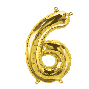 Balão Metalizado Número 16" 40cm  c/1 unid. Dourado - 6