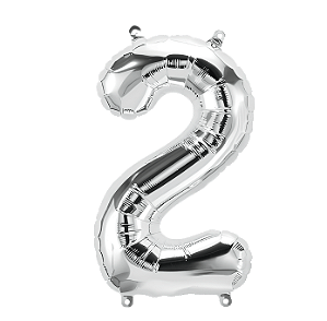 Balão Metalizado Número 16" 40cm  c/1 unid. Prata - 2