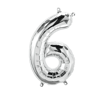 Balão Metalizado Número 16" 40cm  c/1 unid. Prata - 6