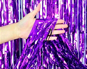 Cortina Decorativa Metaloide 1X2m c/ 1 unid. - Roxo