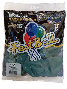 Balão Liso FestBall c/ 12 unid. - Verde Berilo - 16