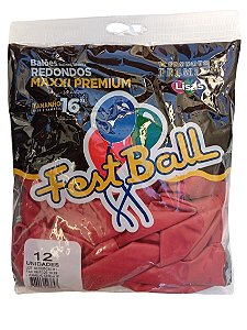 Balão Liso FestBall c/ 12 unid. - Vermelho Cereja - 16