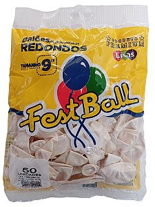Balão Perolizado FestBall c/ 50 unid. - Branco Perolizado - 9