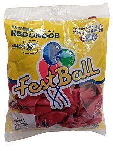 Balão Liso FestBall c/ 50 unid. - Vermelho Cereja - 9
