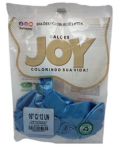 Balão Cromado JOY c/ 12 unid. - Azul - 16