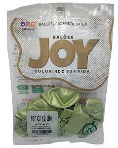 Balão Cromado JOY c/ 12 unid. - Verde Cana - 16