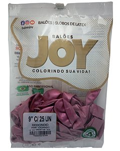 Balão Cromado JOY c/ 25 unid. - Pink - 9