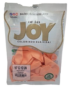 Balão Liso JOY c/ 12 unid. - Pêssego - 16