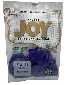 Balão Liso JOY c/ 12 unid. - Violeta - 16