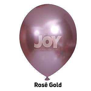 Balão Cromado JOY c/ 12 unid. - Rose Gold - 16