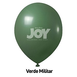 Balão Liso JOY c/ 12 unid. - Verde Militar - 16