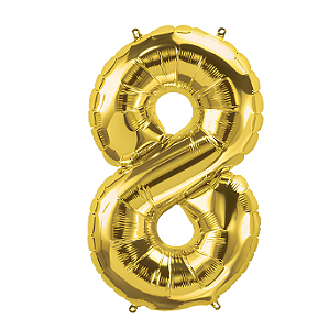 Balão Metálico Número Art-Latex 16" - Art-Latex - Ouro - 8