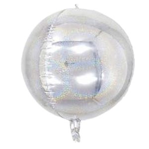 Balão Metalizado Bola 24 polegadas 4D Holografico c/ 1 unid. - Prata