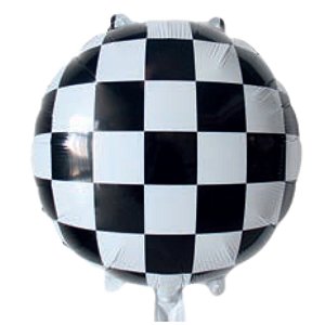 Balão Metalizado Redondo Quadriculado 17"  (43cm) c/ 1 unid. - Preto