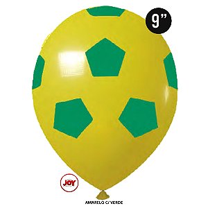 Balão Bola de Futebol JOY c/ 25 unid. - Amarelo e Verde - 9
