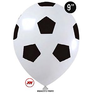 Balão Bola Futebol JOY c/ 25 unid. - Branco e Preto