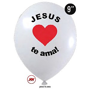 Balão Religioso Jesus JOY c/ 25 unid. - Branco - 9
