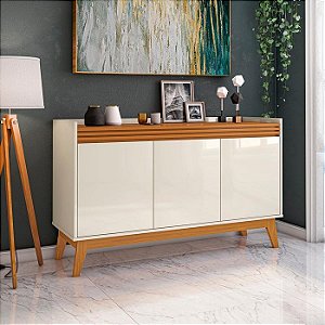 Buffet Aparador 3 Portas Ripado Astúrias 136cm Off White