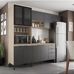 Cozinha Completa Firenze 04 Peças 10 Portas e 02 Gavetas Avena Touch/Grafito