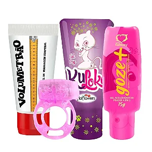 Kit: Kuloko Dessensibilizante, Goze + Acelerador, Anel Peniano e Volumetrão Vasodilatador