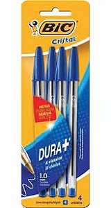 CANETA ESF.BIC CRISTAL BLISTER AZUL C/04  070330144125