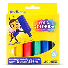 COLA COLORIDA 23G C/06 CORES ACRILEX