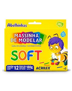 MASSA MODELAR 12 CORES SOFT ACRILEX   7891153073224
