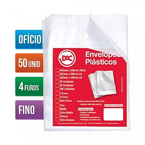 PLASTICO PASTA 4FUROS OFICIO FINO C/50  DAC  7897237350700