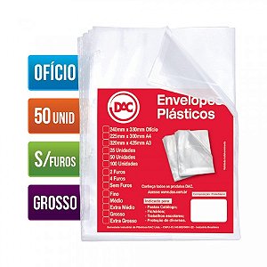 PLASTICO PASTA 4FUROS OFICIO GROSSO C/50  7897237350762