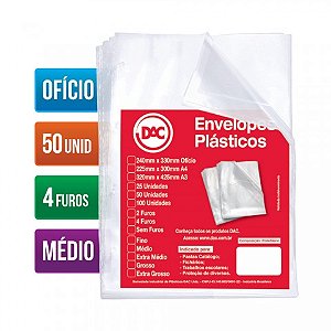 PLASTICO PASTA 4FUROS OFICIO MEDIO C/50