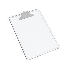 PRANCHETA ACRILICA PRENDEDOR PLASTICO CRISTAL RE.131  7896292213135