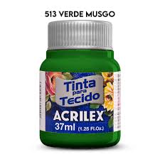TINTA TECIDO ACRILEX 513 VERDE MUSGO 37ML FOSCA 7891153041339