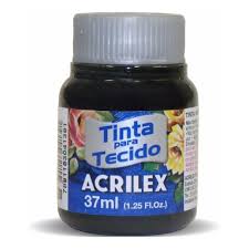 TINTA TECIDO ACRILEX 520 PRETO 37ML FOSCA  7891153041391