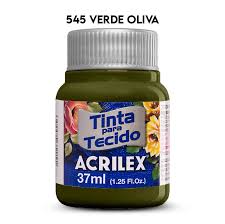 TINTA TECIDO ACRILEX 545 VERDE OLIVA 37ML FOSCA  7891153041513