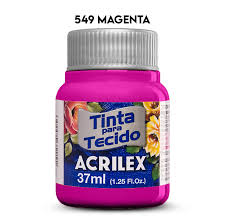 TINTA TECIDO ACRILEX 549 MAGENTA 37ML FOSCA  7891153041544