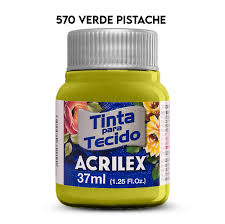 TINTA TECIDO ACRILEX 570 VERDE PISTACHE 37ML FOSCA  7891153041766