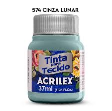 TINTA TECIDO ACRILEX 574 CINZA LUNAR 37ML FOSCA  7891153041643