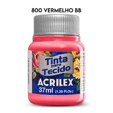 TINTA TECIDO ACRILEX 800 VERM.BEBE 37ML FOSCA CÓD.UN 7891153072173