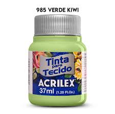 TINTA TECIDO ACRILEX 985 VERDE KIWI 37ML FOSCA CÓD.UN 7891153068169
