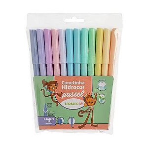 CANETA HIDROCOR 12 CORES TONS PASTEL LEO E LEO