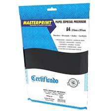 PAPEL A-4 180G UNIVERSAL COLOR PRETO C/50F MASTERPRINT 7908229106110